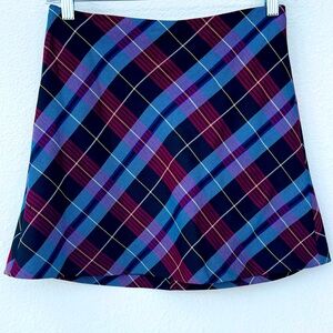 NWOT! ZARA High-Waist Plaid Mini Skirt Size XS Burgundy Blue Black Yellow White
